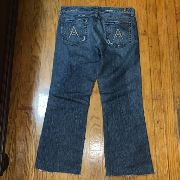 7 For All Mankind A Pocket Bootcut Blue Straight Jeans Size 34 - Picture 11 of 12